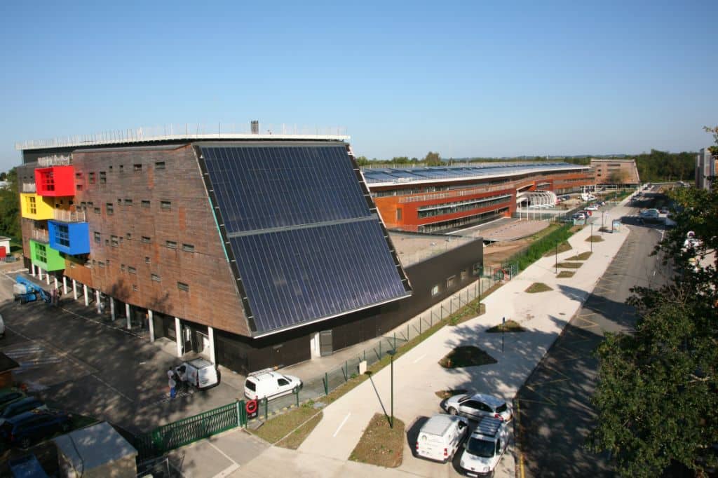 photo aérienne suivi de chantier lycée