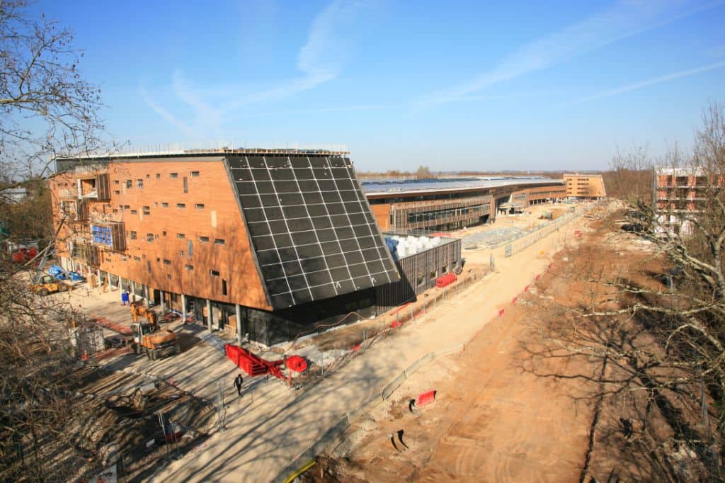 photo aérienne suivi de chantier lycée